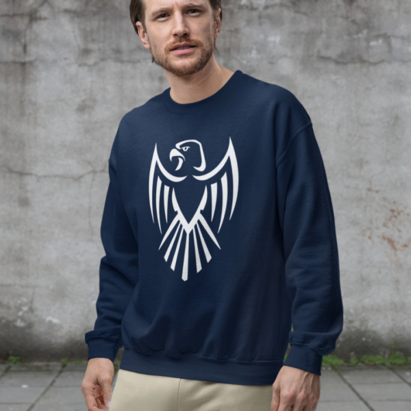 Eagle Sweatshirt - graphic printed on blue navy color fleece