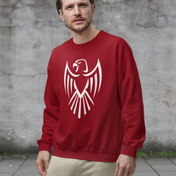 Eagle Sweatshirt - graphic printed on red color fleece