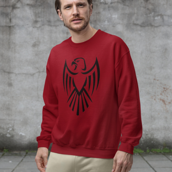 Eagle Sweatshirt - graphic printed on red color fleece
