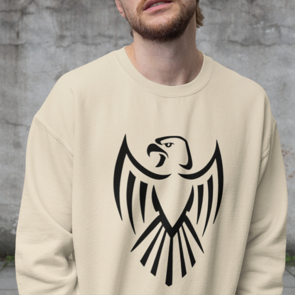 Eagle Sweatshirt - graphic printed on sand color fleece