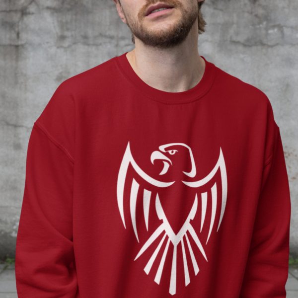 Eagle Sweatshirt - graphic printed on red color fleece