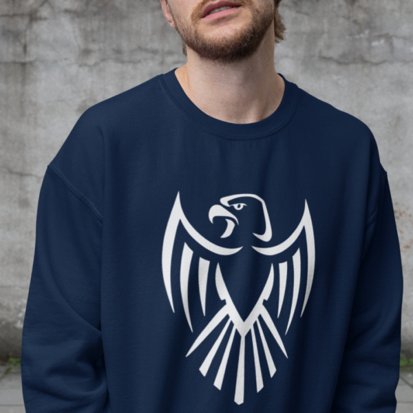 Eagle Sweatshirt - graphic printed on blue navy color fleece