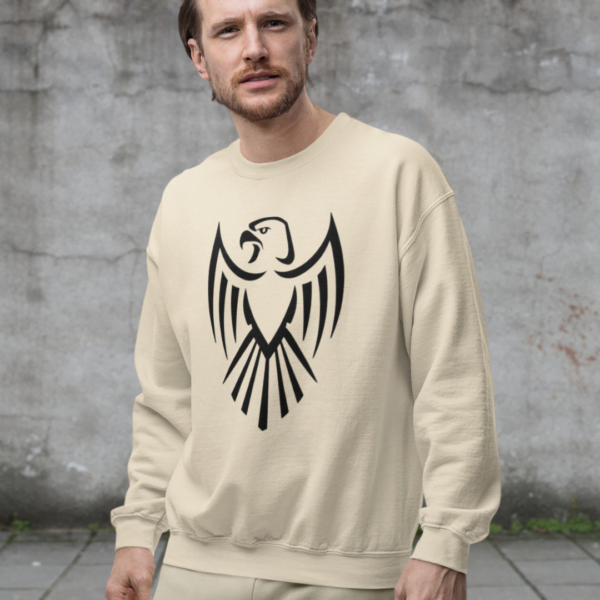 Eagle Sweatshirt - graphic printed on sand color fleece
